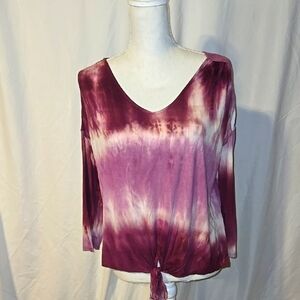 New Directions Tie-Dye V-Neck Women's Top